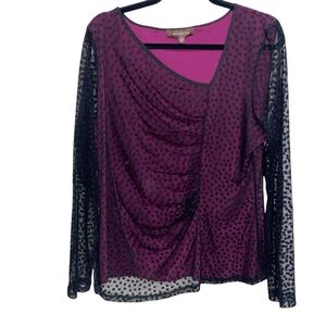 Melanie Lyne Top Womens XL Whimsigoth Fairy Asymmetrical Neck Sheer Sleeves Vtg